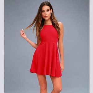 Lulu's Call to Charms Red Skater Dress XS